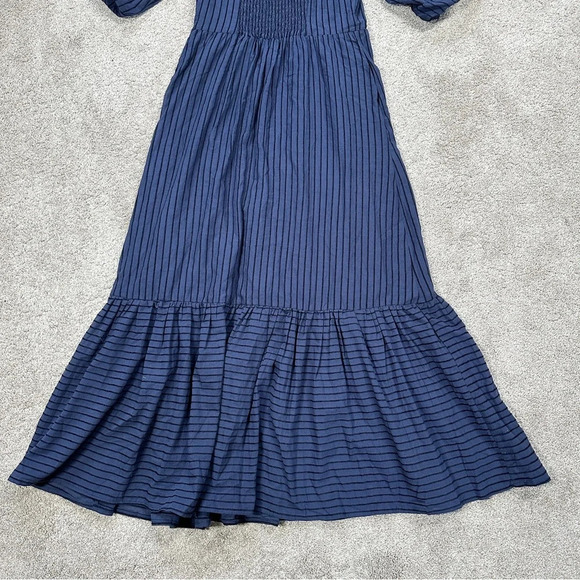 NWT MINKPINK Arielle Midi Dress Shortsleeve Striped Smocked Back Navy Black S - Picture 10 of 16